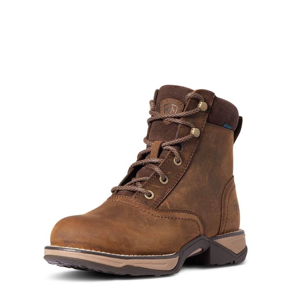 Ariat Womens Anthem Round Toe Lacer Waterproof Boots Distressed Brown Size 9